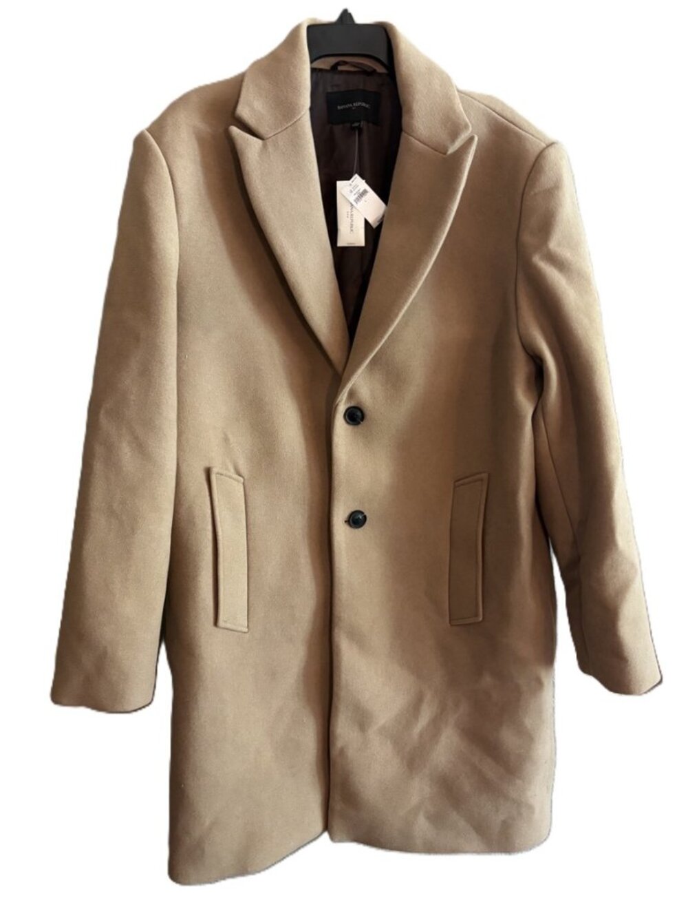 NWT Men's Banana Republic Classic Camel Overcoat, Wool Blend, Size Large